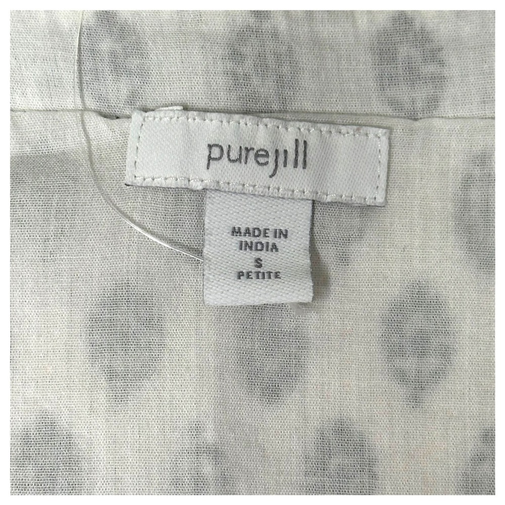 Pure Jill Sleeveless Printed Midi Dress‎ Small Relaxed Flowy Boho Black White - Picture 12 of 13